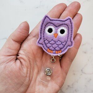 Purple Owl Teacher Badge Reels, Nurse Retractable ID Badge Clips NWT handmade